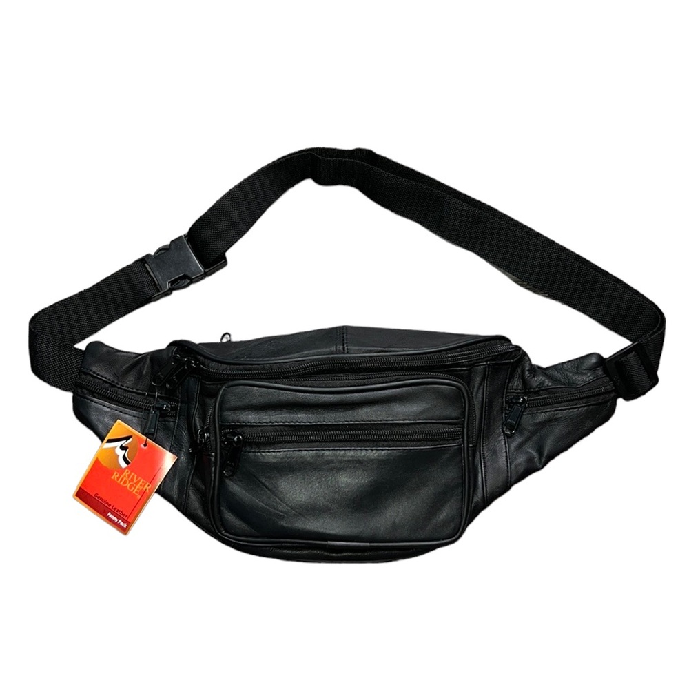 Black Genuine Leather Fanny Pack